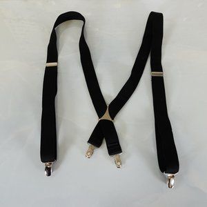 Suspender Mens Black Silver Clip On Adjustable Strap Stretch X Back Solid Work‎